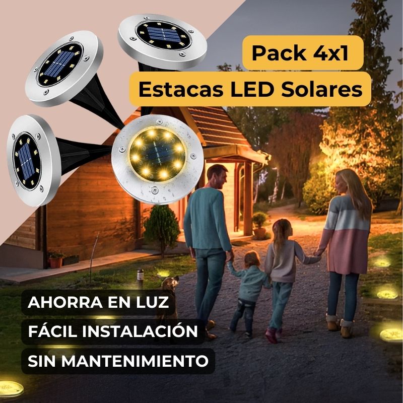 Estacas LED Solares Pack 4x1