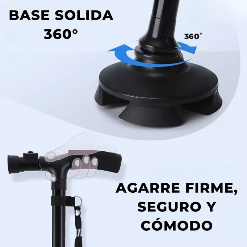 Bastón Plegable con Linterna LED – Ajustable, Ergonómico, y Ligero